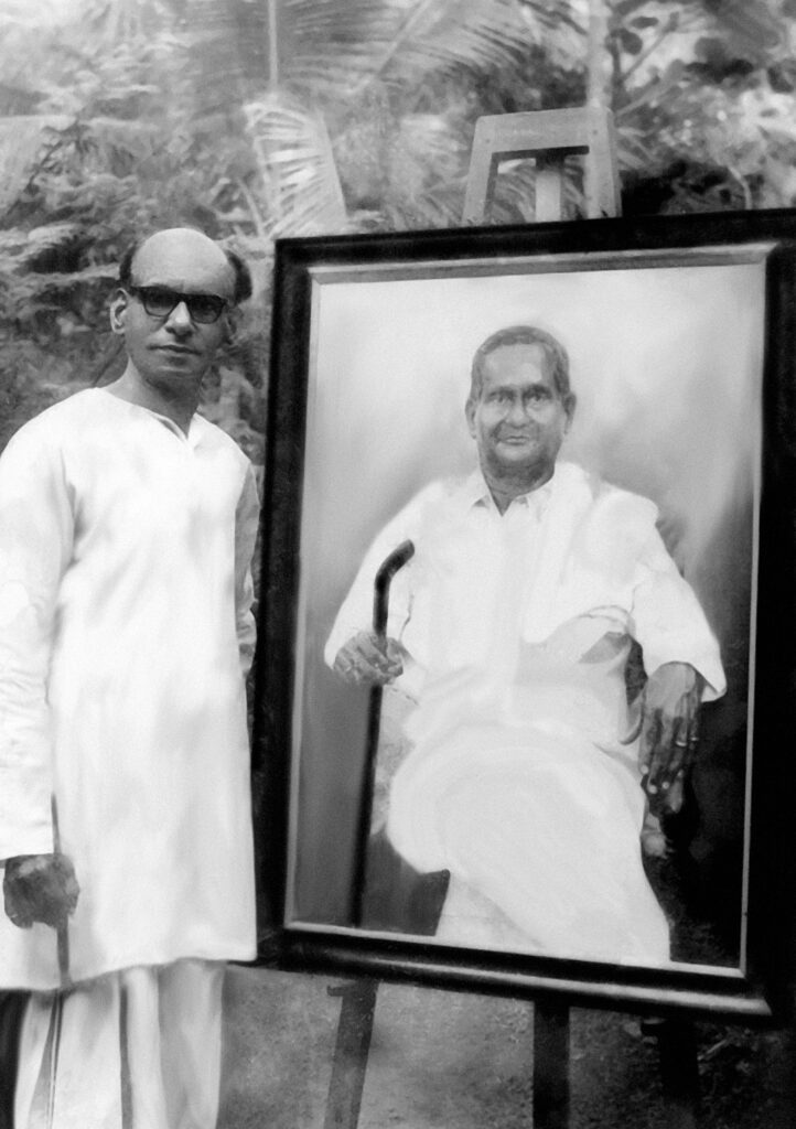 K.N.Menon with Portrait of Guru Kunjukkurup